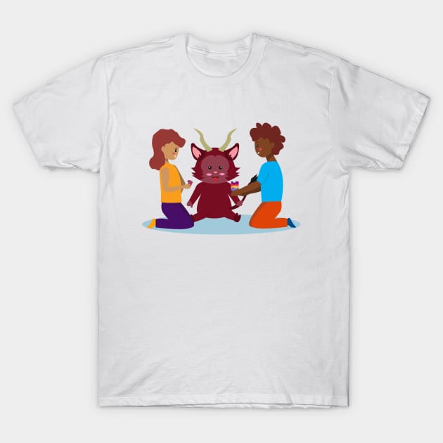 Krampus Playing With Kids T-Shirt by usastore